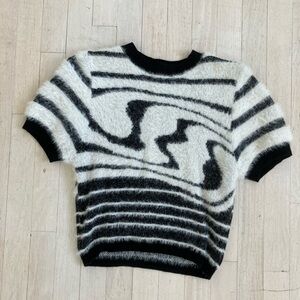 Black and White Striped Women's Sweater